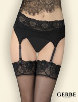 Gerbe - Satiny suspender belt with lace top Foly Gerbe - Satiny suspender belt with lace top Foly