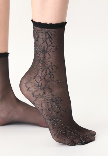 Oroblu - Sheer floral pattern ankle socks with lurex-effect