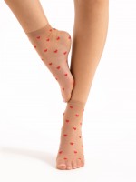 Fiore - 20 denier heart pattern ankle socks Fiore - 20 denier heart pattern ankle socks