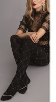 Fiore - Opaque black tights with white diamond pattern Fiore - Opaque black tights with white diamond pattern