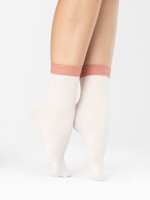 Fiore - 60 denier patterned ankle socks with lurex-effect top in contrast colour Fiore - 60 denier patterned ankle socks with lurex-effect top in contrast colour