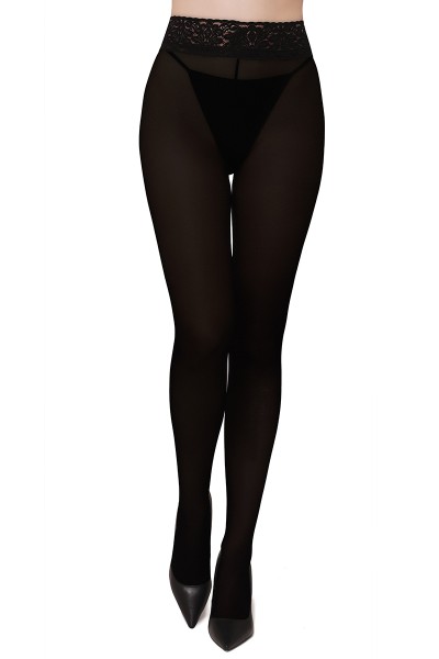 Annes Sensual 100 - Opaque tights with elegant lace finish at the top