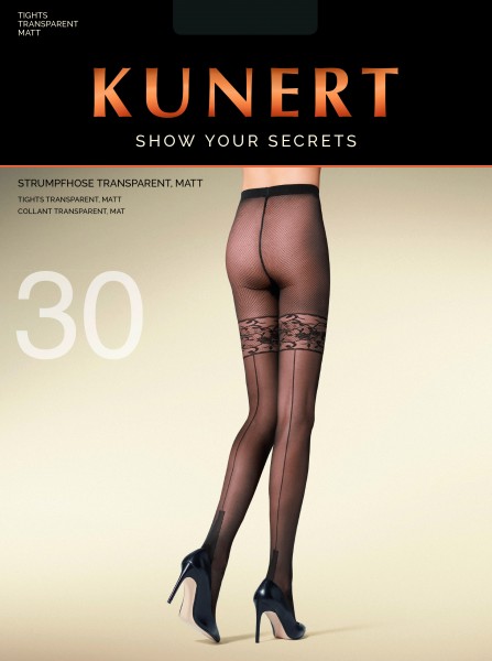 KUNERT Radiance Net - Trendy mock hold up tights with back seam