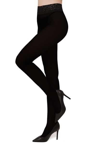 Annes Sensual 100 - Opaque tights with elegant lace finish at the top