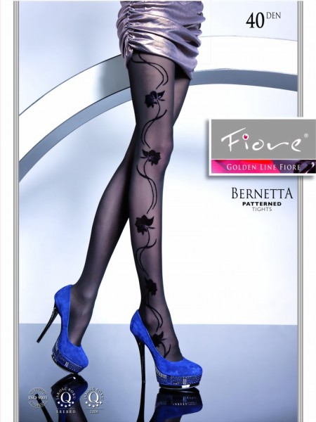 Fiore - Elegant tights with flower pattern Bernetta 40 DEN