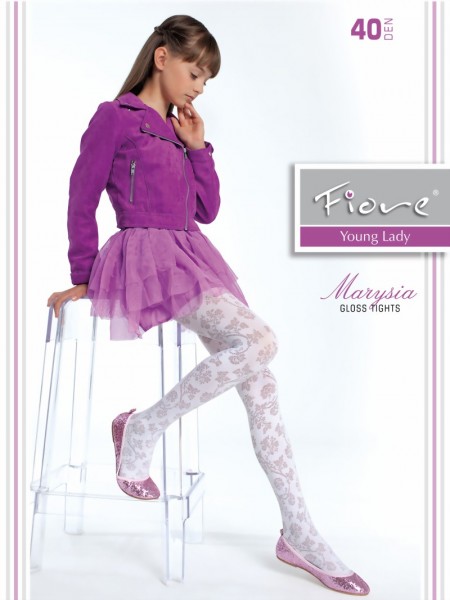 Fiore - Elegant childrens tights with floral pattern Marysia 40 denier