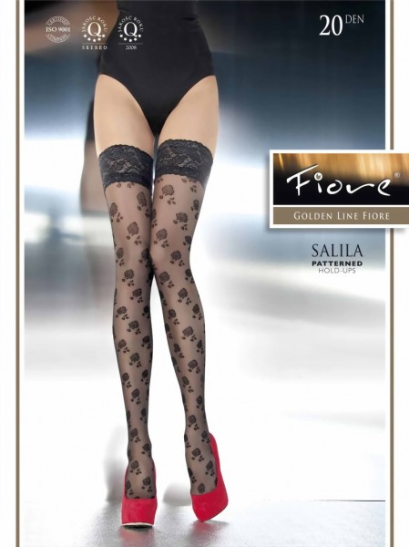 Fiore - Hold ups with decorative lace and flower pattern Salila 20 denier