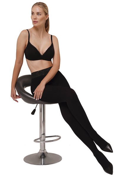Annes Sensual 100 - Opaque tights with elegant lace finish at the top