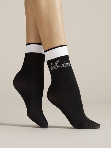 Fiore Belle Ame - 40 denier opaque socks with elegant black and white design