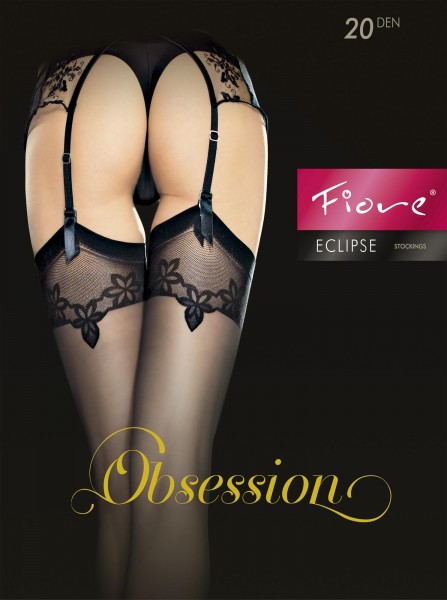 Fiore - Sensuous stockings with a close fitting floral pattern flat top