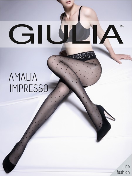 Giulia Amalia Impresso - Polka dot tights with elegant lace finish at the top