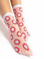 Fiore - 20 denier ankle socks with flower pattern and comfortable top in pastel colour Fiore - 20 denier ankle socks with flower pattern and comfortable top in pastel colour